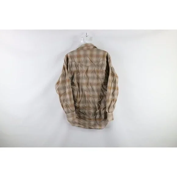 Vintage 70s Pendleton Mens Medium Wool Western Snap Button Board Shirt Plaid USA - Picture 5 of 7